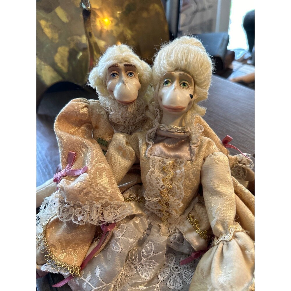 Wayne Kelsi Monkey Porcelain Face Victorian Man and Woman Doll